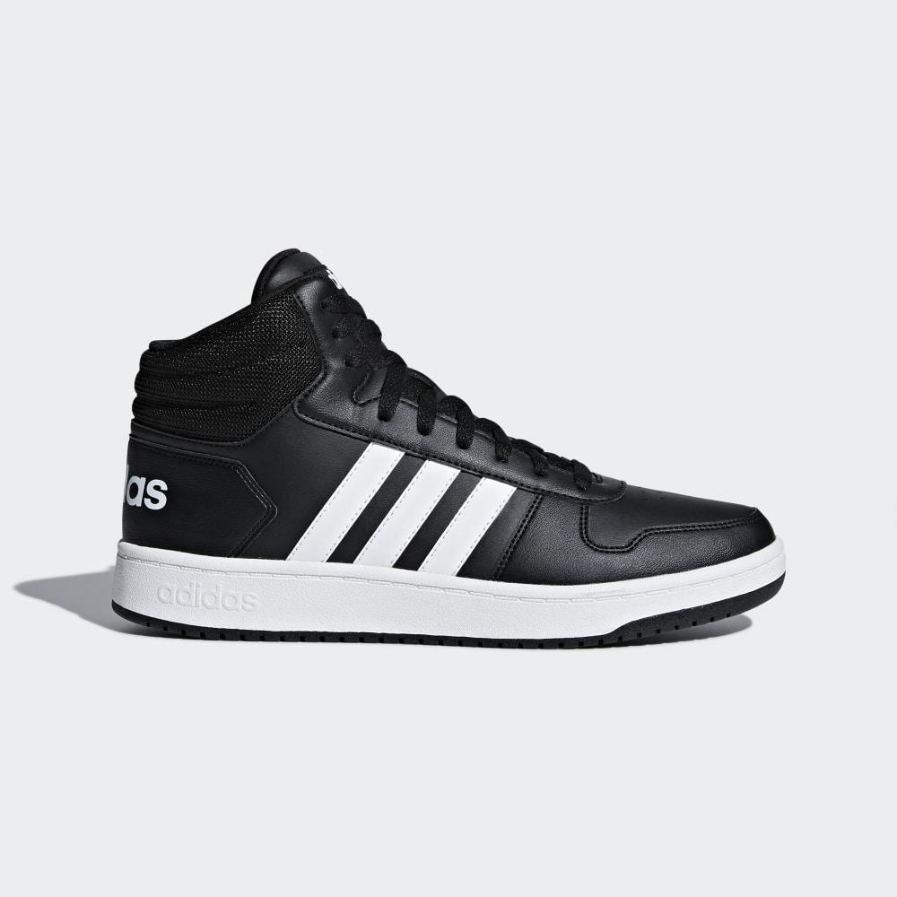 Adidas Men's Hoops 2.0 Mid Basketball Shoes Black/White/Black Ireland BB7207